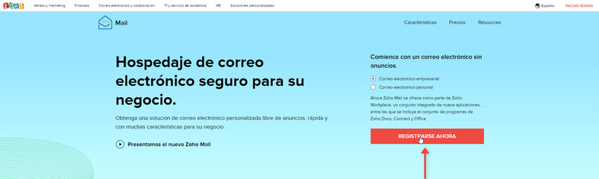 Registrarse Zoho Mail