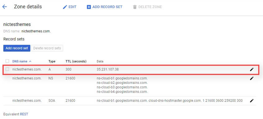 Registro DNS Tipo A Google Cloud