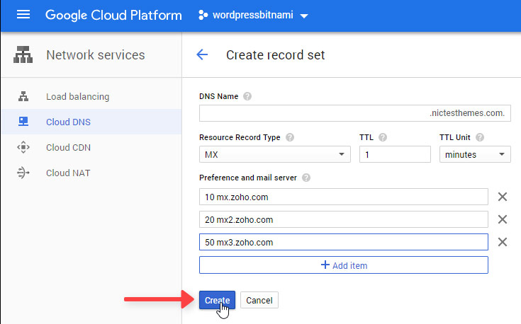 Registros MX Zoho Mail Google Cloud