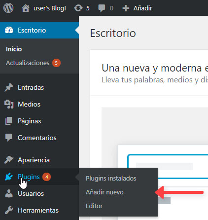 WordPress Plugins Añadir Nuevo