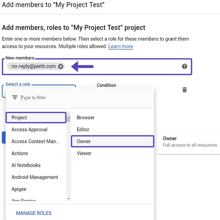 Añadir Usuario Proyecto Seleccionar Rol Google Cloud