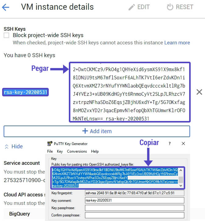 Asignar Public Key VM Instance Google Cloud