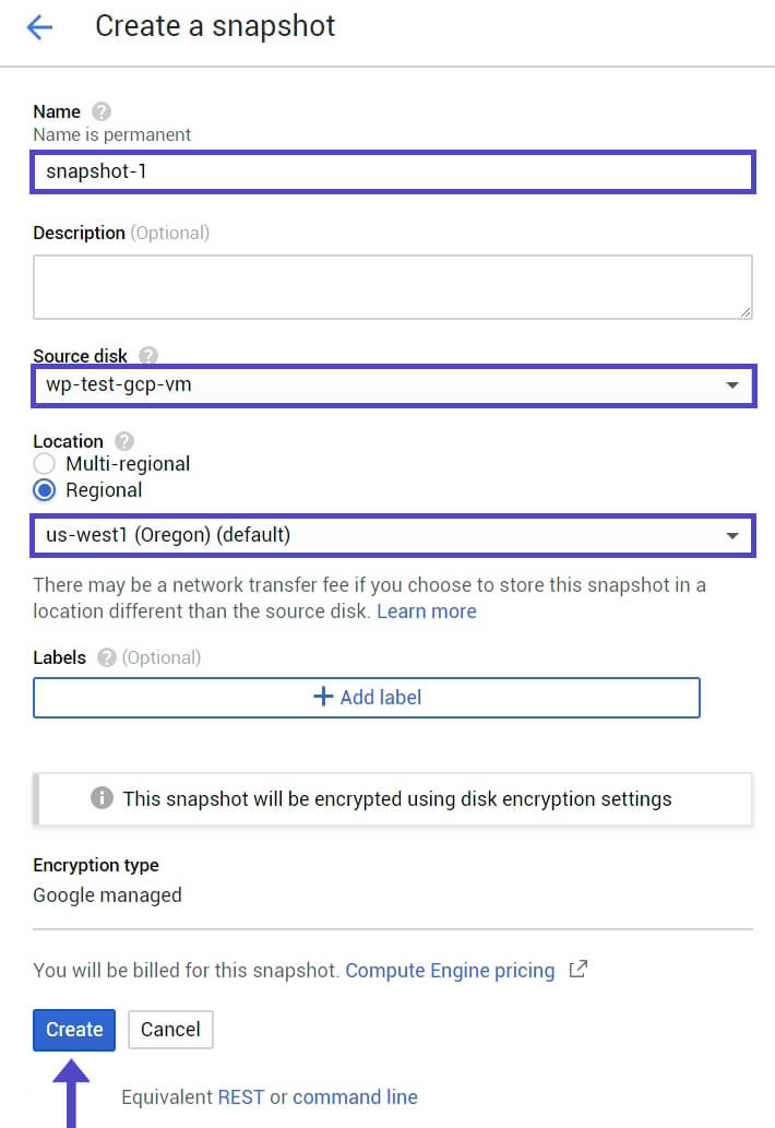 Configurar Backup Snapshot Google Cloud