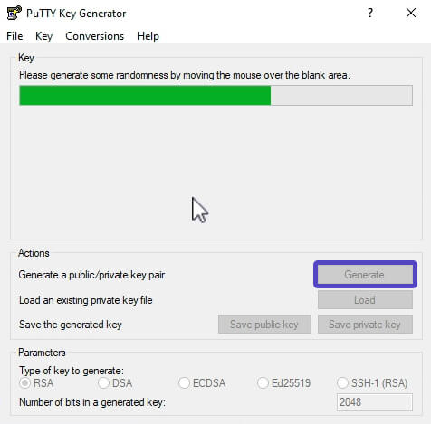 PuTTYgen Generar SSH Keys