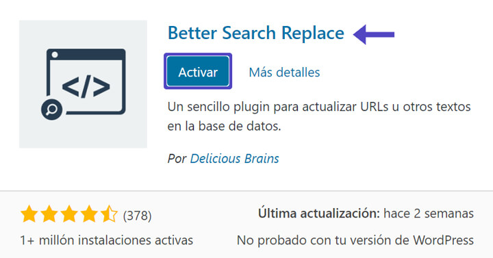 Better Search Replace Plugin WordPress Instalar y Activar
